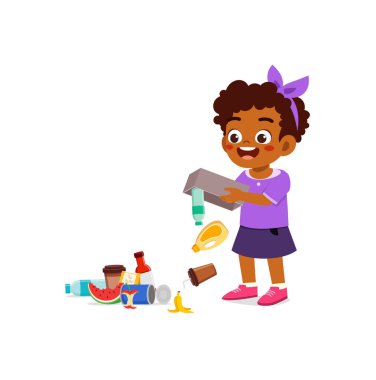 Kötü davranışlı küçük bir çocuk çöp atar.