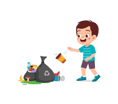 Kötü davranışlı küçük bir çocuk çöp atar.