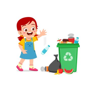 Kötü davranışlı küçük bir çocuk çöp atar.