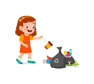 Kötü davranışlı küçük bir çocuk çöp atar.