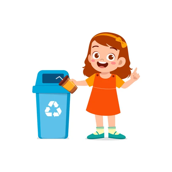 Μικρό Παιδί Πετάει Σκουπίδια Στα Σκουπίδια — Διανυσματικό Αρχείο
