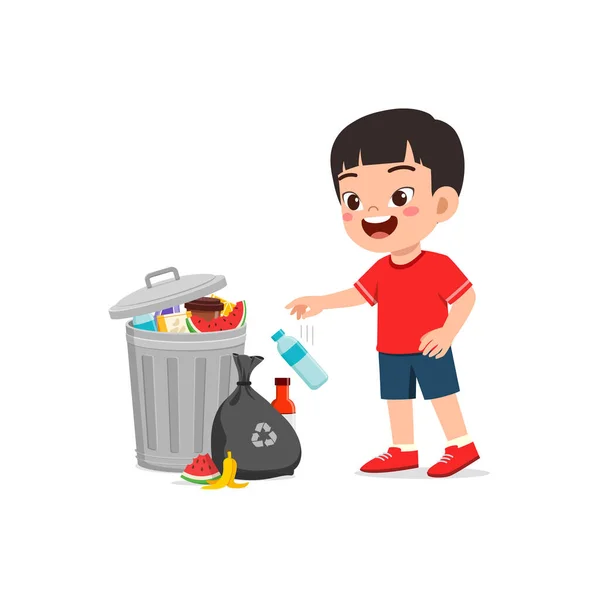 Niño Pequeño Con Mal Comportamiento Hacer Basura — Vector de stock