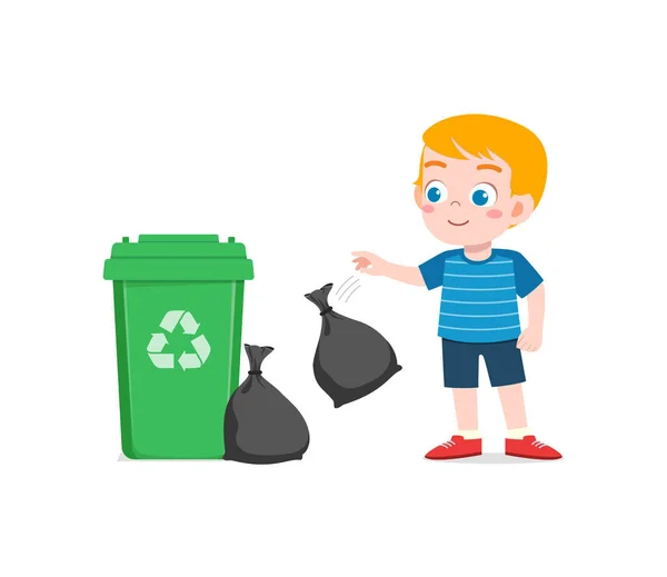 Niño Pequeño Con Mal Comportamiento Hacer Basura — Vector de stock