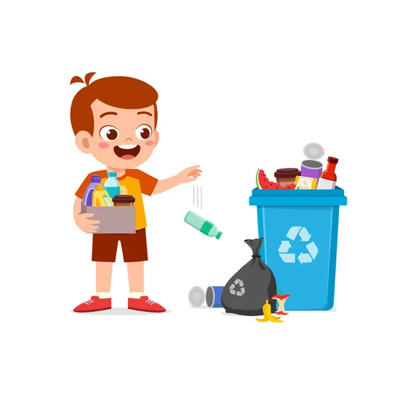 Niño Pequeño Con Mal Comportamiento Hacer Basura — Vector de stock