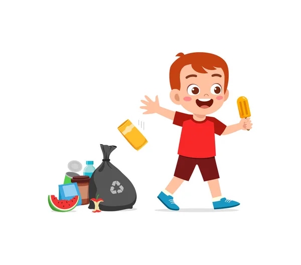 Little Kid Bad Behavior Littering — Stock Vector