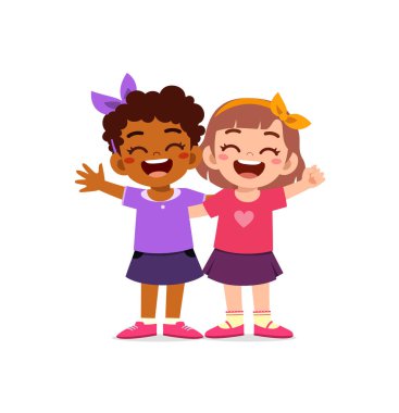 Küçük çocuk en iyi arkadaşına sarıl ve mutlu ol.