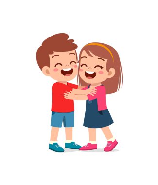Küçük çocuk en iyi arkadaşına sarıl ve mutlu ol.