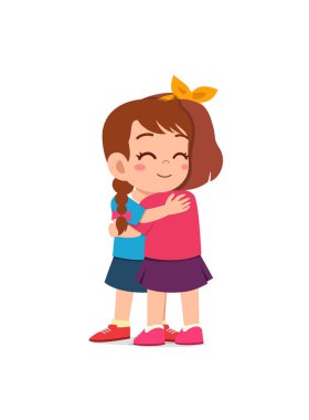 Küçük çocuk en iyi arkadaşına sarıl ve mutlu ol.