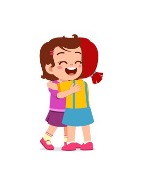 Küçük çocuk en iyi arkadaşına sarıl ve mutlu ol.