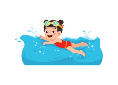 kid swim under water on summer holiday clipart