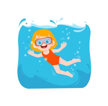 kid swim under water on summer holiday clipart