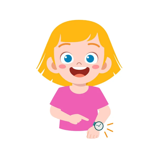 Kleines Kind Trägt Uhr Handgelenk — Stockvektor