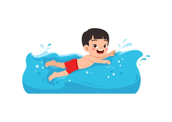 Kind Zwemmen Onder Water Zomervakantie — Stockvector