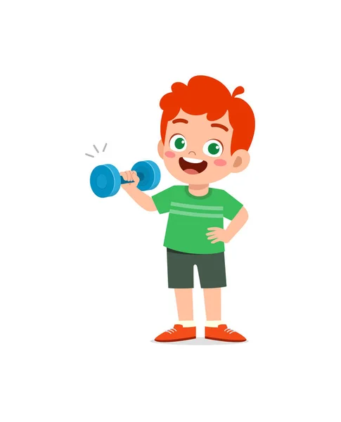 Little Kid Workout Lift Dumbbell — ストックベクタ