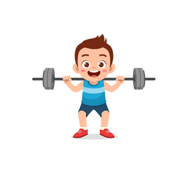 Little Kid Workout Weight Lifting — ストックベクタ