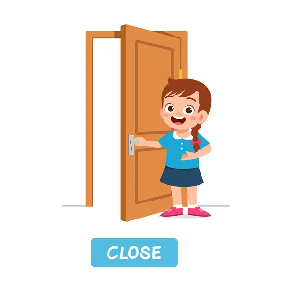 Little Kid Standing Holding Door Knob — ストックベクタ