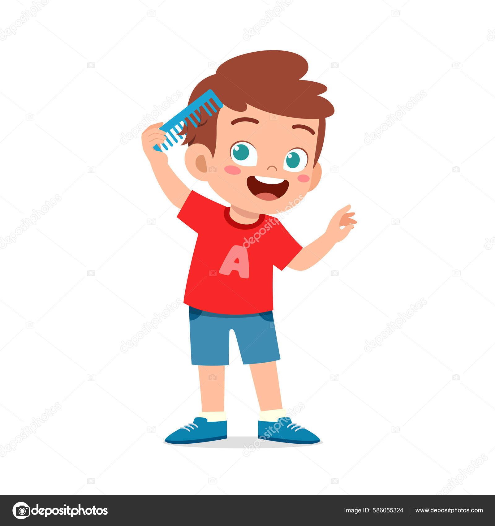 Little Kid Comb Hair Hair Brush Stock Vector by ©colorfuelstudio 586055324