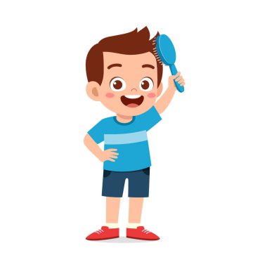 little kid comb hair with hair brush
