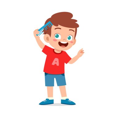 little kid comb hair with hair brush