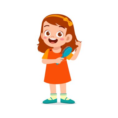 little kid comb hair with hair brush