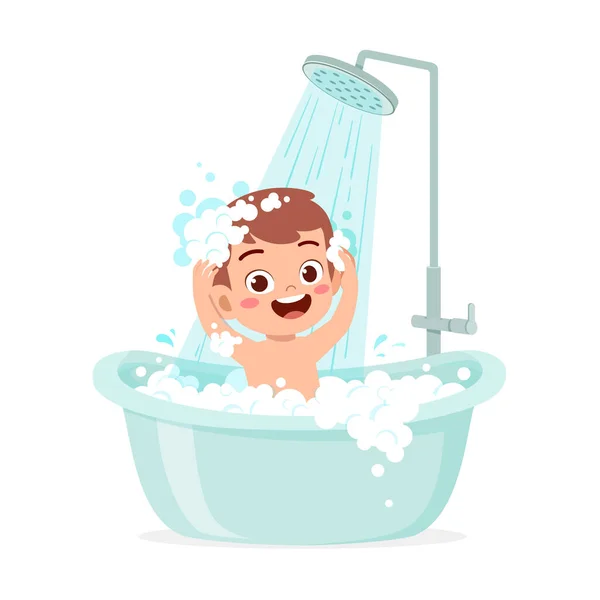 Little Kid Take Bath Bathtub — Vettoriale Stock