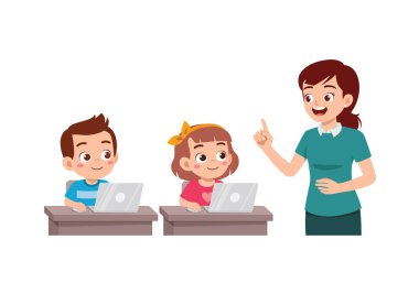 teacher explain about computer and internet to student