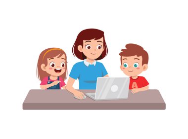 teacher explain about computer and internet to student