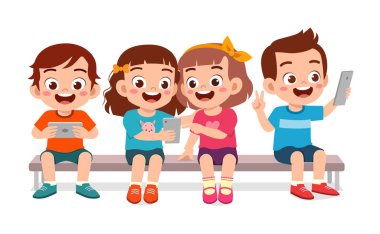 little kid and friend use smartphone together