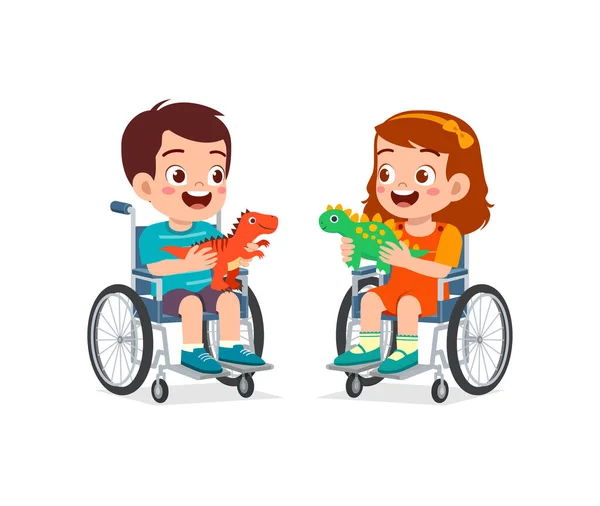 Little Kid Wheelchair Play Toy Friend — Vetor de Stock