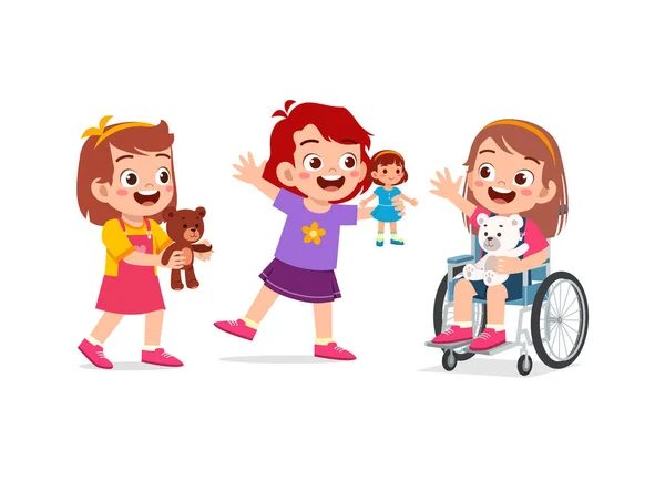 Little Kid Wheelchair Play Doll Friend — Wektor stockowy