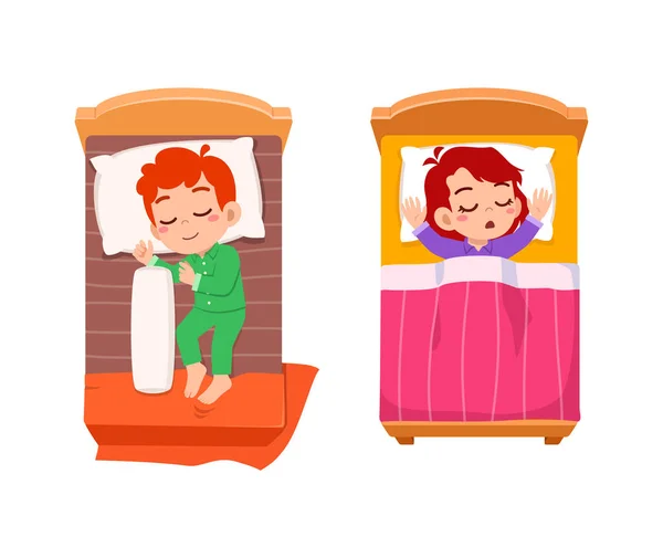 Little Kid Sleep Bed Room Feel Comfortable — Stockový vektor