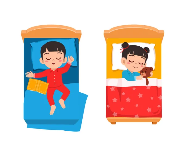 Little Kid Sleep Bed Room Feel Comfortable — Archivo Imágenes Vectoriales