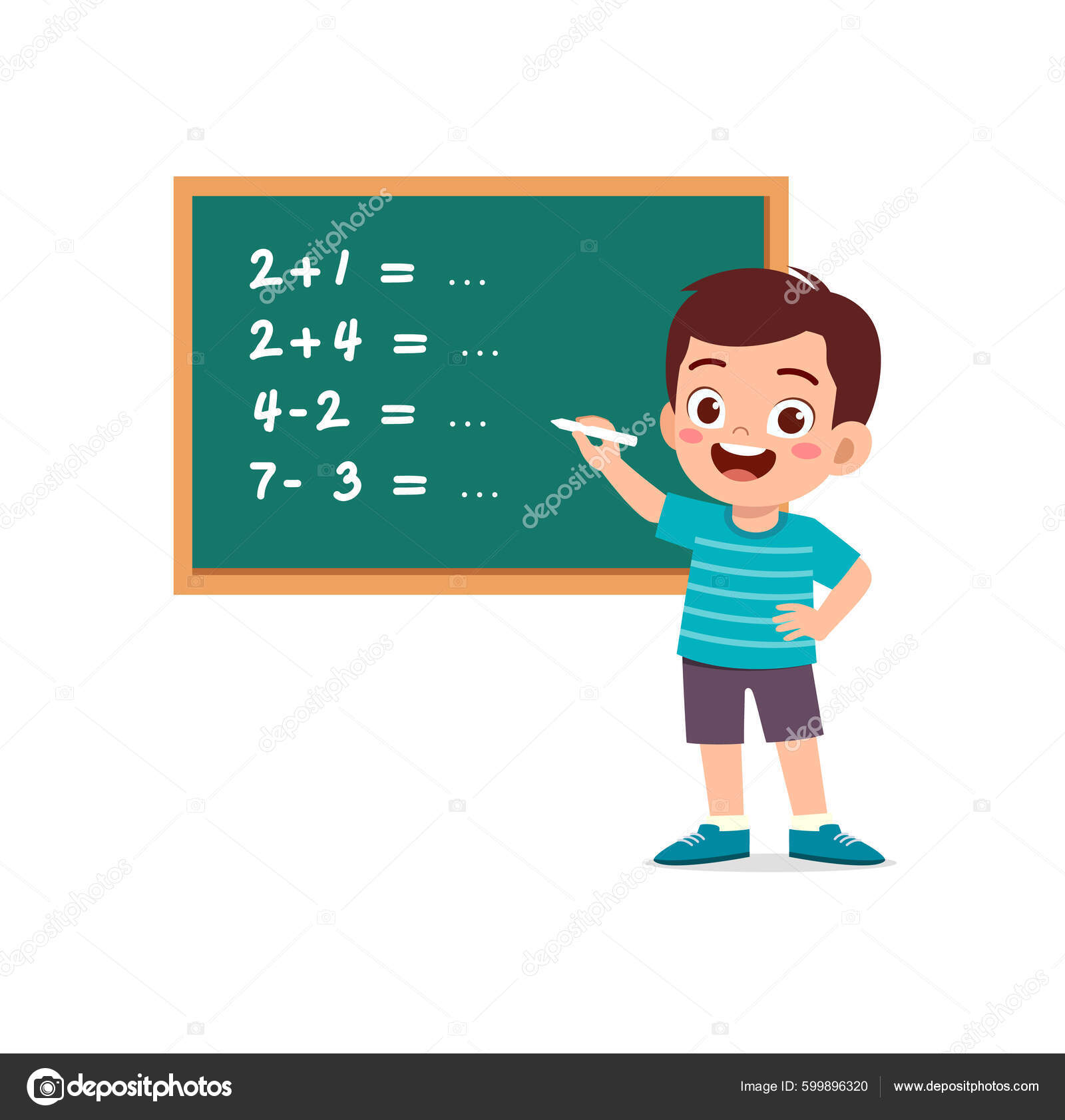 Matemática Do Estilo Dos Desenhos Animados Que Aprende A Ilustração Do Jogo.  Conjunto De Ícones De Símbolos De Operador De Lógica Aritmética Matemática.  Modelo Para Uso Educacional Do Professor De Escola. Personagem