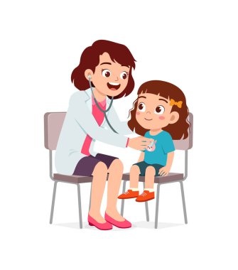 Doktor hastalığı kontrol etmek için küçük çocuğu muayene eder.