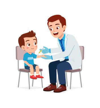 Doktor hastalığı kontrol etmek için küçük çocuğu muayene eder.