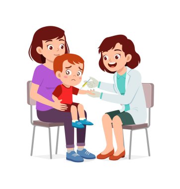 Doktor hastalığı kontrol etmek için küçük çocuğu muayene eder.