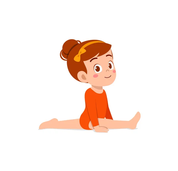 小さな体操の子供は床で運動をします — ストックベクタ