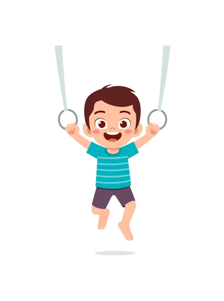 Küçük Jimnastikçi Çocuk Halatla Egzersiz Yapıyor — Stok Vektör
