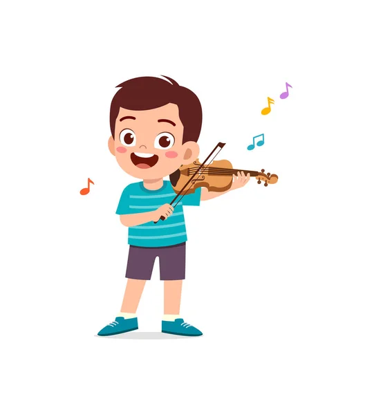 Малыш Играет Скрипке Чувствует Себя Счастливым — стоковый вектор