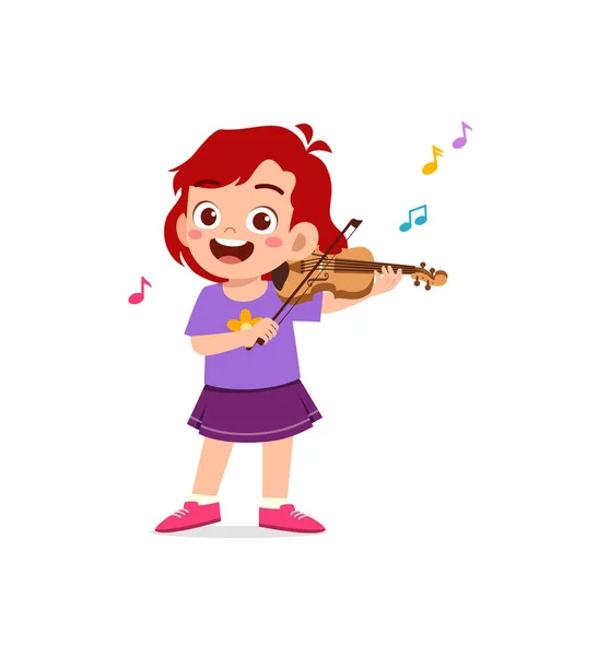 Маленька Дитина Грає Скрипці Відчуває Себе Щасливим — стоковий вектор