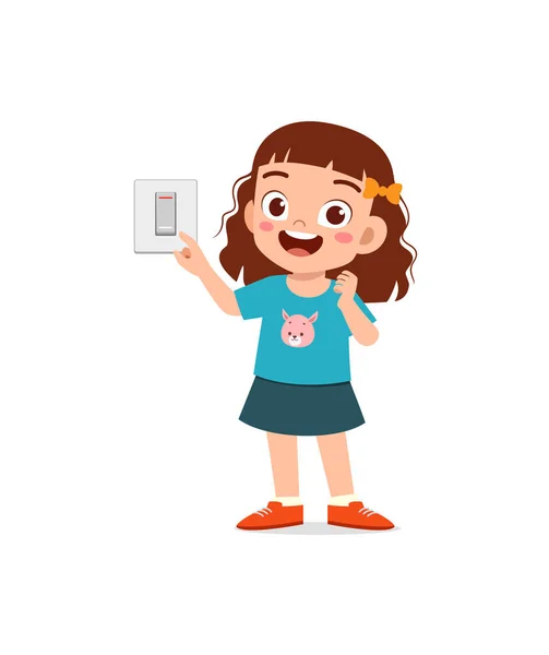 Küçük Çocuk Duvardaki Elektrik Düğmesine Basıyor — Stok Vektör