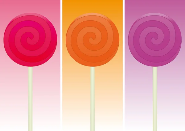 Colorful Lollipops over different color background. — Stock Vector