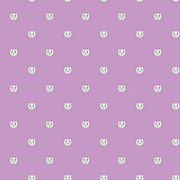 Cute Cats Lilac Background Pattern — 图库照片