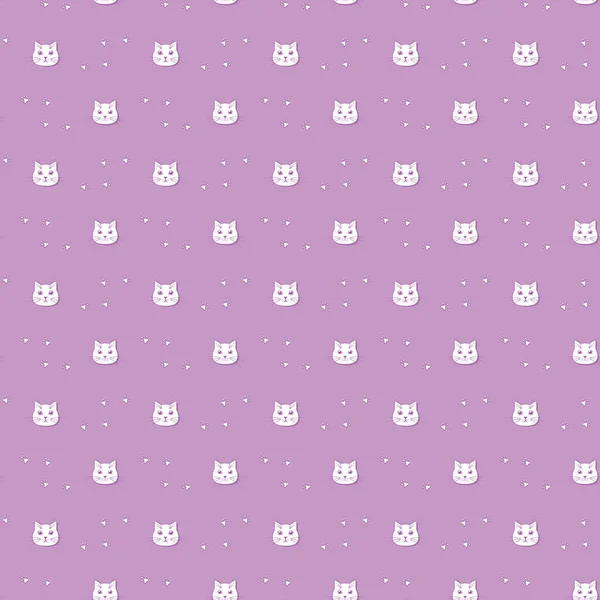 Cute Cats Lilac Background Pattern — Foto Stock