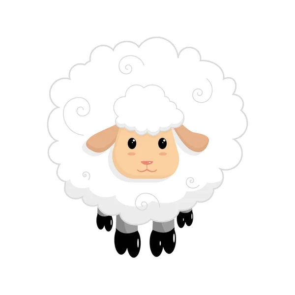 Cute Sheep White Background Cartoon — Zdjęcie stockowe