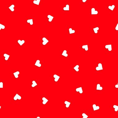 Valentine's Day. Seamless white small hearts on a red background, pattern