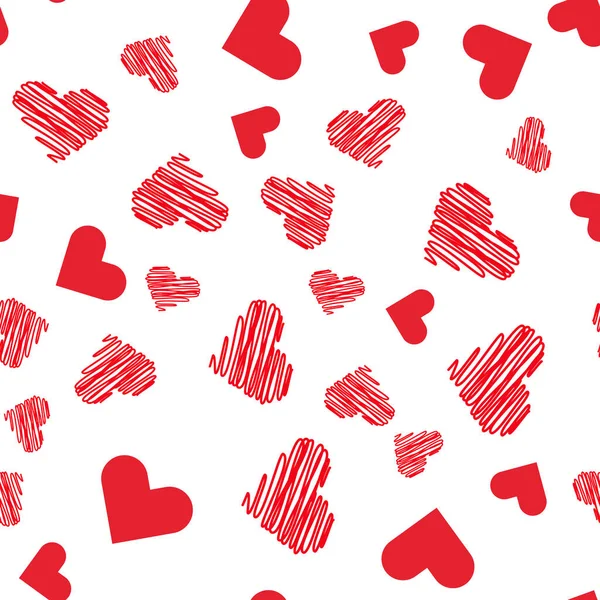 Red Romantic Hand Drawn Hearts Valentine Day Pattern — Stock fotografie