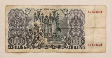 eski Avusturyalı banknot: 1000 Şilin 1954
