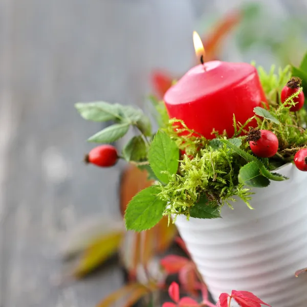 Höst krans med ljus — Stockfoto