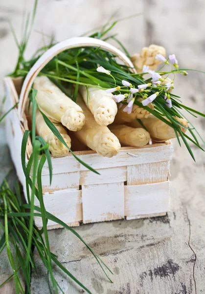 White Asparagus in Basket — Stock Photo, Image